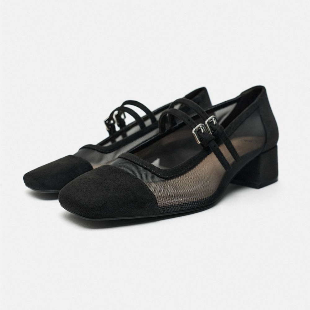 Mesh heeled Mary Jane’s